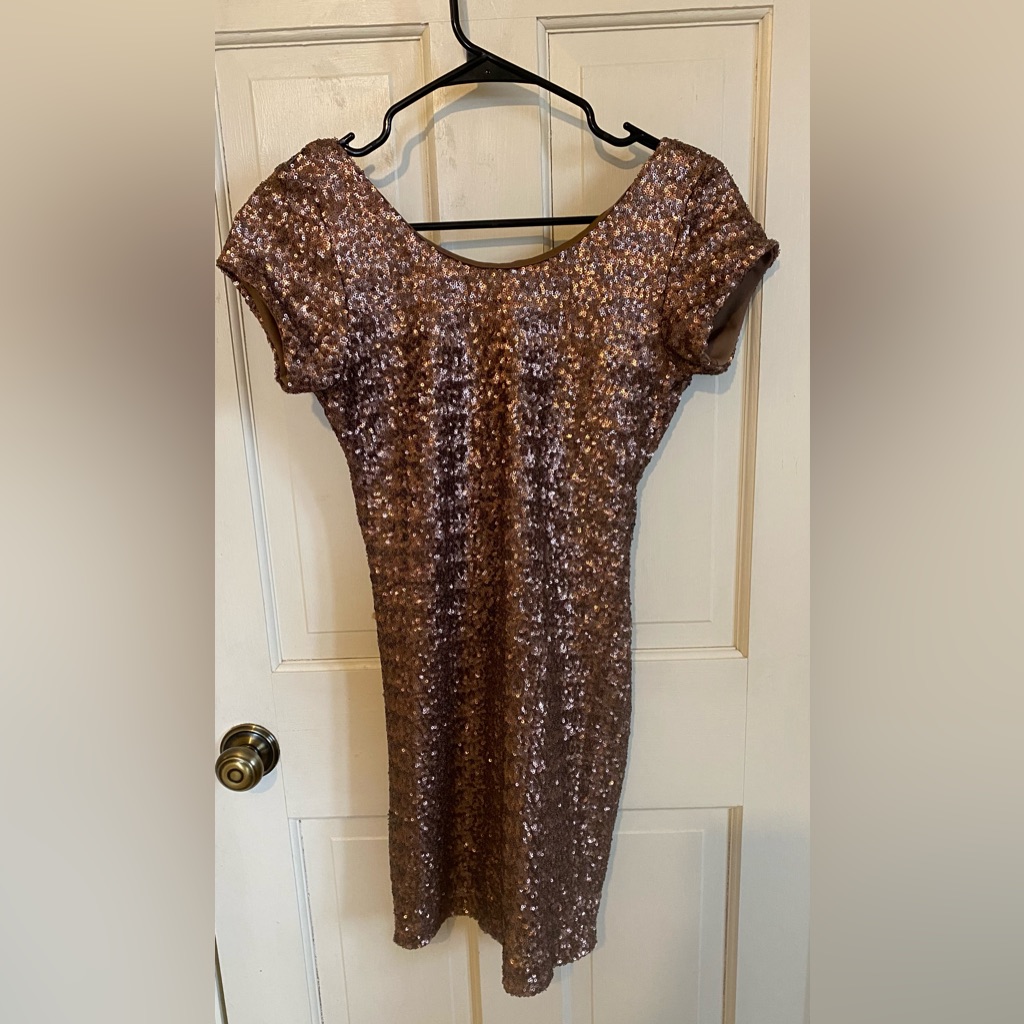 Copper Sequin Backstage Mini Dress